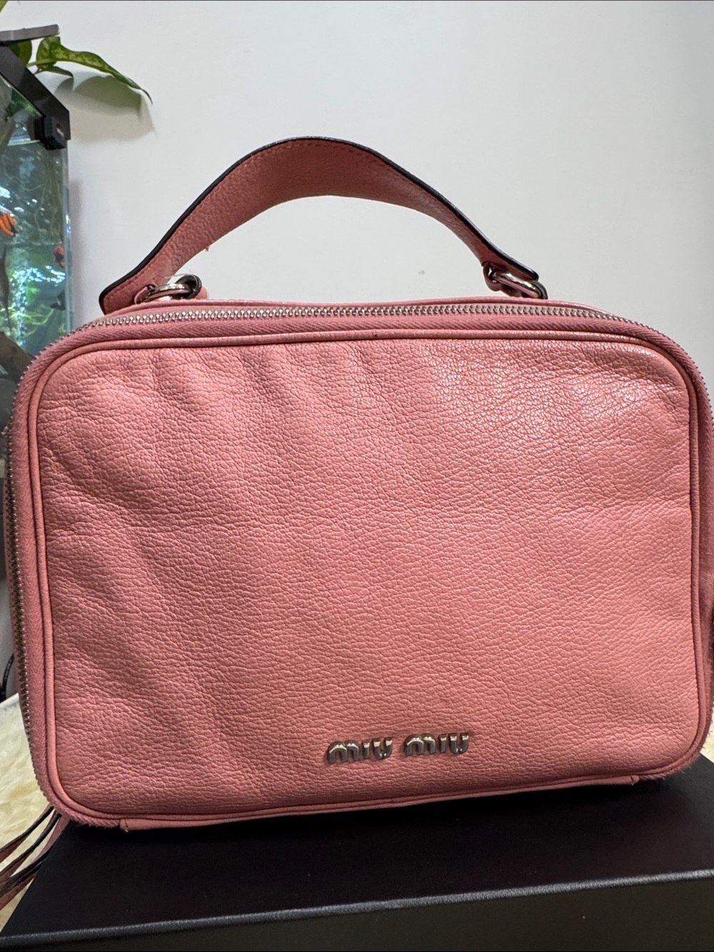 Miu Miu Dusty Pink Pebbled Leather Top-Handle Mini Bag